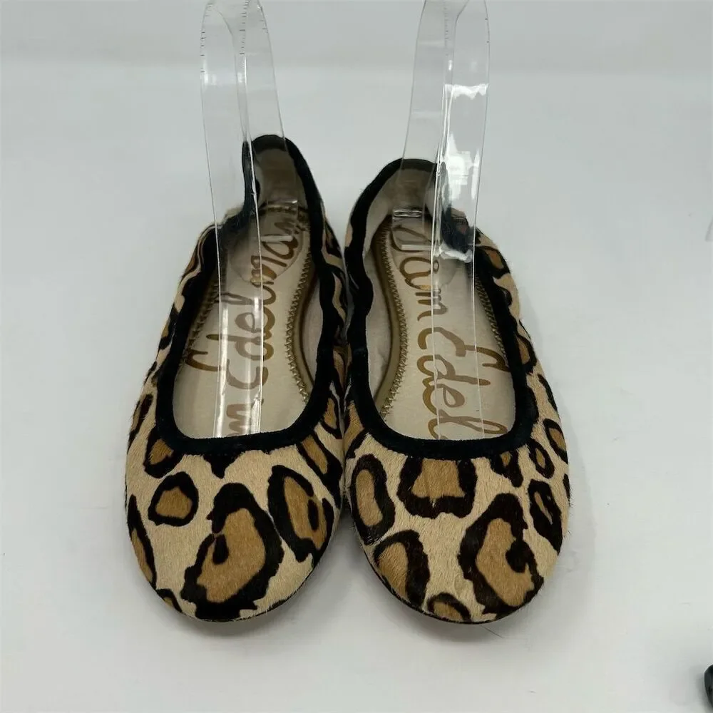 Sam Edelman Women's Leopard Print Leather Ballet Flats Size 6.5 Chic Casual